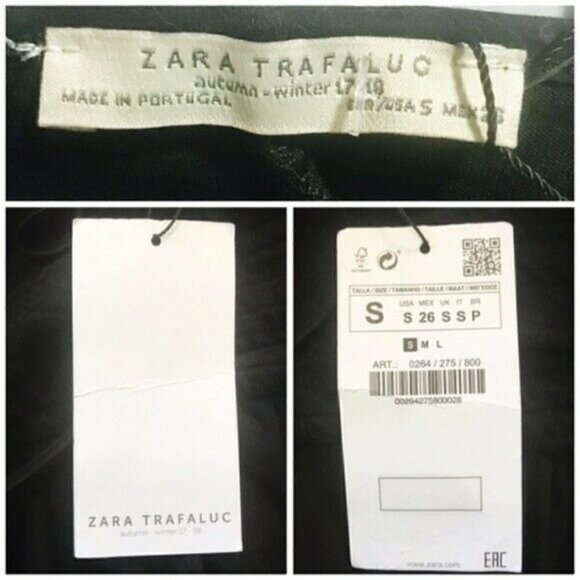 NWT ZARA Black Tie Front Peasant Tunic Top size S - Picture 8 of 8